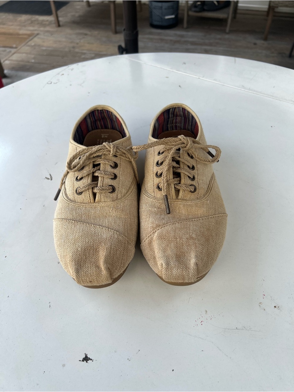 Toms Men's Canvas Lace-Up Sneakers in Beige